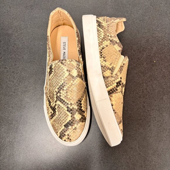 Steve Madden Gills Natural Faux Snake Slip-On Sneakers Women's Loafers Size 7.5 - Picture 5 of 10